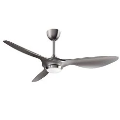 Reiga 52-in Silver Smart Ceiling Fan With Dimmable LED Light Kit Remote Control, Modern 3 Blades Propeller Ceiling Fans Reversible Quiet DC Motor, 6-speed, Timer