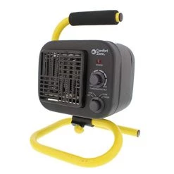Comfort Zone CZ250 750/1,500-Watt Flex-Mount Utility Shop Heater With Tubular Stand, Adjustable Thermostat, Padded Handle, And Wide Base For Stability, Yellow/Black