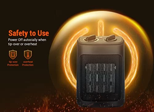 Space Heater, 1500W Electric Heaters Indoor Portable With Thermostat, PTC Fast Heating Ceramic Room Small Heater With Heating And Fan Mode For Bedroom Use 7 Space Heater, 1500W Electric Heaters Indoor Portable With Thermostat, PTC Fast Heating Ceramic Room Small Heater With Heating And Fan Mode For Bedroom Use - Image 5
