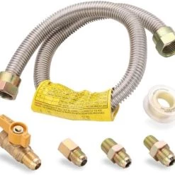 IKENIUP One Stop Gas Appliance Hook Up Kit, 22” Stainless Steel Flexible Gas Connector With 1/2''Brass Gas Shutoff Valve For Gas Log, Gas Dryer, Garage Heater, Gas Stove, Wall Heater And Fireplace -Heaters Sales Store 413Aqg5yBTL. AC