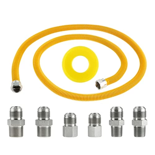 72" Flexible Stainless Steel Gas Line For Dryer, Garage Heaters, Gas Stoves, Water Heater; 5/8" OD (1/2" ID) Gas Flex Line With 1/2" FIP X 1/2" MIP X 3/4" MIP Fittings,Natural Gas Connector Hose 3 72" Flexible Stainless Steel Gas Line For Dryer, Garage Heaters, Gas Stoves, Water Heater; 5/8" OD (1/2" ID) Gas Flex Line With 1/2" FIP X 1/2" MIP X 3/4" MIP Fittings,Natural Gas Connector Hose