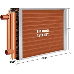 12X15 Water To Air Heat Exchanger With 1“ Copper Ports Hot Water Coil For Forced Air Heating, Outdoor Wood Furnaces, Residential Heating And Cooling.