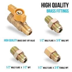 IKENIUP One Stop Gas Appliance Hook Up Kit, 22” Stainless Steel Flexible Gas Connector With 1/2''Brass Gas Shutoff Valve For Gas Log, Gas Dryer, Garage Heater, Gas Stove, Wall Heater And Fireplace -Heaters Sales Store 418pfJFsM0L