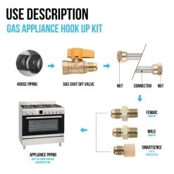 IKENIUP One Stop Gas Appliance Hook Up Kit, 22” Stainless Steel Flexible Gas Connector With 1/2''Brass Gas Shutoff Valve For Gas Log, Gas Dryer, Garage Heater, Gas Stove, Wall Heater And Fireplace -Heaters Sales Store 419nptPXyZL