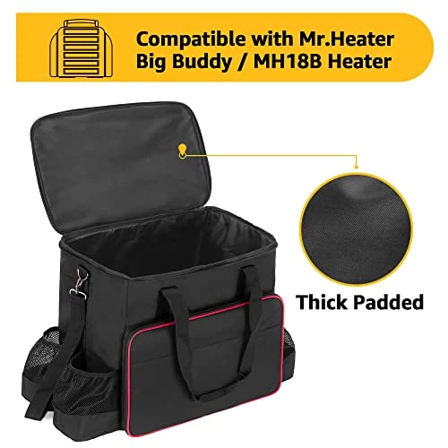 SAMDEW Big Heater Carry Bag Compatible With Mr. Heater Big Buddy Propane Heater, Portable Heater Carrying Case Compatible With Mr. Heater MH18B, With Multiple Pockets, Thick Padded & Anti-slip Bottom 4 SAMDEW Big Heater Carry Bag Compatible With Mr. Heater Big Buddy Propane Heater, Portable Heater Carrying Case Compatible With Mr. Heater MH18B, With Multiple Pockets, Thick Padded & Anti-slip Bottom - Image 2