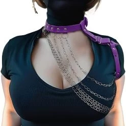 PLUS SIZE L-5XL Adjustable Body Chain Leather Harness Rave Women Bust Belts PU Circle Punk Gothic Costume Accessories-510 -Heaters Sales Store 41DlwpL9paL. AC