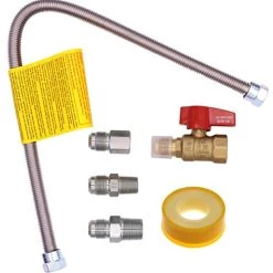 Universal Gas Hook Up Kit - 1/2" Brass Gas Ball Valve And 22" Stainless Steel Flexible Gas Connector With Fittings For Garage Heaters, Gas Stoves, Wall Mounted Heaters, Gas Fireplace And Gas Dryer