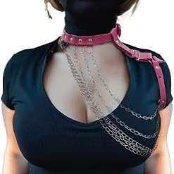 PLUS SIZE L-5XL Adjustable Body Chain Leather Harness Rave Women Bust Belts PU Circle Punk Gothic Costume Accessories-510 -Heaters Sales Store 41N0SpvDNL. AC