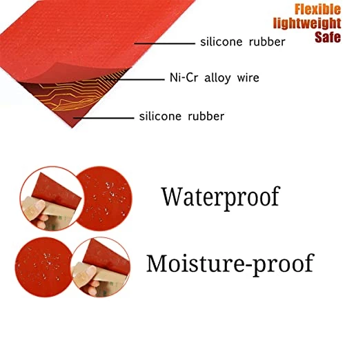 Harissess 2PCS Silicone Rubber Heating Pad,12V 30W Heating Baking Mats Electric Blanket Flexible Mat Constant Temperature 200℃ Max (100x100mm) 5 Harissess 2PCS Silicone Rubber Heating Pad,12V 30W Heating Baking Mats Electric Blanket Flexible Mat Constant Temperature 200℃ Max (100x100mm) - Image 3