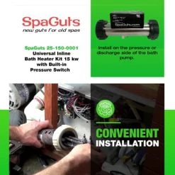 SpaGuts 25-150-0001 Universal Inline Bath Heater Kit, 1.5KW, 110V, 7x1.5 Inches, With Built-in Pressure Switch 10 SpaGuts 25-150-0001 Universal Inline Bath Heater Kit, 1.5KW, 110V, 7x1.5 Inches, With Built-in Pressure Switch -Heaters Sales Store 41UYVnr3RRL