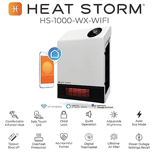 Heat Storm HS-1000-WX-WIFI WiFi Infrared Wall Heater, 1000 Watt 6 Heat Storm HS-1000-WX-WIFI WiFi Infrared Wall Heater, 1000 Watt - Image 4