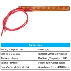 Harissess 12V 12W Flexible Polyimide Heater Plate, Adhesive Hot Foil Heater PI Heating Film 10mmx93mm(Pack Of 5) -Heaters Sales Store 41XT4yMiBKL
