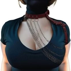PLUS SIZE L-5XL Adjustable Body Chain Leather Harness Rave Women Bust Belts PU Circle Punk Gothic Costume Accessories-510 -Heaters Sales Store 41YFMYtrQkL. AC