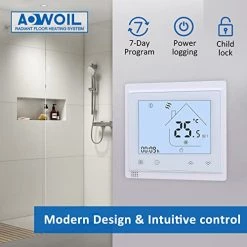 20 Sqft Floor Heat Mat Kit, 110v Electric Radiant Floor Heating System For Under Stone, Tile And Laminate. Kit Includes Alarm, Heating Floor Mat, Wifi Programmable Thermostat And Sensor 18 20 Sqft Floor Heat Mat Kit, 110v Electric Radiant Floor Heating System For Under Stone, Tile And Laminate. Kit Includes Alarm, Heating Floor Mat, Wifi Programmable Thermostat And Sensor -Heaters Sales Store 41YUBy18wkL