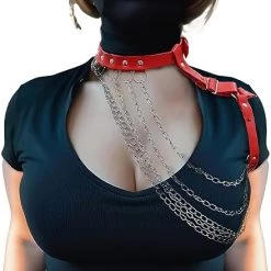 PLUS SIZE L-5XL Adjustable Body Chain Leather Harness Rave Women Bust Belts PU Circle Punk Gothic Costume Accessories-510 -Heaters Sales Store 41YVSsNwYwL. AC