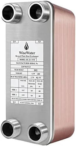 AB Plate Heat Exchanger, 4"x 12" 20 Plates Water To Water Heat Exchanger, Copper/SS316L Stainless Steel Brazed Plate Heat Exchanger For Floor Heating, Water Heating, Snow Melting 6 AB Plate Heat Exchanger, 4"x 12" 20 Plates Water To Water Heat Exchanger, Copper/SS316L Stainless Steel Brazed Plate Heat Exchanger For Floor Heating, Water Heating, Snow Melting - Image 4