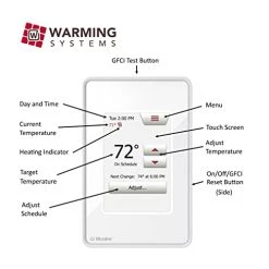 25 Sqft Warming Systems 120 V Electric Tile Radiant Floor Heating Mat With Touch Screen Programmable Thermostat, Includes Installation Monitor And Floor Temperature Sensor -Heaters Sales Store 41ZOIj4UkXL