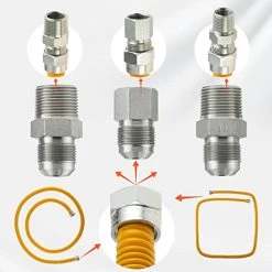 72" Flexible Stainless Steel Gas Line For Dryer, Garage Heaters, Gas Stoves, Water Heater; 5/8" OD (1/2" ID) Gas Flex Line With 1/2" FIP X 1/2" MIP X 3/4" MIP Fittings,Natural Gas Connector Hose 11 72" Flexible Stainless Steel Gas Line For Dryer, Garage Heaters, Gas Stoves, Water Heater; 5/8" OD (1/2" ID) Gas Flex Line With 1/2" FIP X 1/2" MIP X 3/4" MIP Fittings,Natural Gas Connector Hose -Heaters Sales Store 41hBrflnBqL