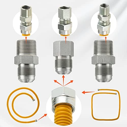 72" Flexible Stainless Steel Gas Line For Dryer, Garage Heaters, Gas Stoves, Water Heater; 5/8" OD (1/2" ID) Gas Flex Line With 1/2" FIP X 1/2" MIP X 3/4" MIP Fittings,Natural Gas Connector Hose 6 72" Flexible Stainless Steel Gas Line For Dryer, Garage Heaters, Gas Stoves, Water Heater; 5/8" OD (1/2" ID) Gas Flex Line With 1/2" FIP X 1/2" MIP X 3/4" MIP Fittings,Natural Gas Connector Hose - Image 4