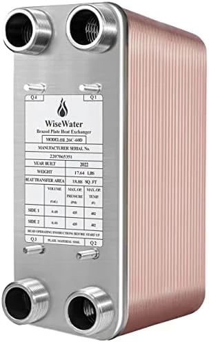 AB Plate Heat Exchanger, 5"x12" 30 Plates Water To Water Heat Exchanger, Copper/SS316L Stainless Steel Brazed Plate Heat Exchanger For Floor Heating, Water Heating, Snow 13 AB Plate Heat Exchanger, 5"x12" 30 Plates Water To Water Heat Exchanger, Copper/SS316L Stainless Steel Brazed Plate Heat Exchanger For Floor Heating, Water Heating, Snow - Image 11