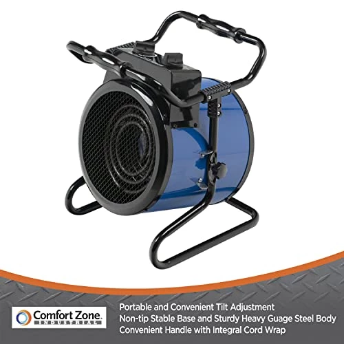 Comfort Zone CZ273 3,600-Watt/240-Volt Hard-Wired Portable Industrial Heater, NEMA 6-20R Receptacle, Steel Body With Adjustable Tilt Angle, Adjustable Thermostat, & Overheat Protection 4 Comfort Zone CZ273 3,600-Watt/240-Volt Hard-Wired Portable Industrial Heater, NEMA 6-20R Receptacle, Steel Body With Adjustable Tilt Angle, Adjustable Thermostat, & Overheat Protection - Image 2