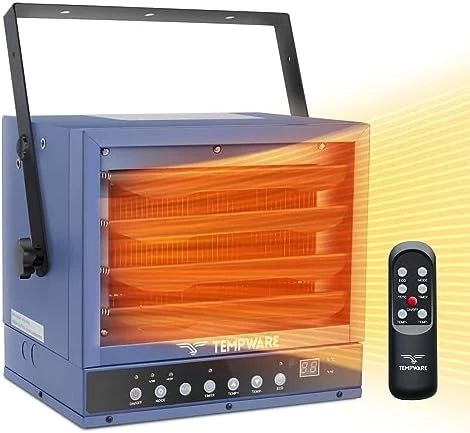 TEMPWARE Electric Garage Heater, 7500-Watt Digital Fan-Forced Ceiling Mount Shop Heater With Full-Function Remote, 240-Volt Hardwired Heater With 12-Hour Timer, Ideal For Workshop, Blue (TW7500ER) 8 TEMPWARE Electric Garage Heater, 7500-Watt Digital Fan-Forced Ceiling Mount Shop Heater With Full-Function Remote, 240-Volt Hardwired Heater With 12-Hour Timer, Ideal For Workshop, Blue (TW7500ER) - Image 6