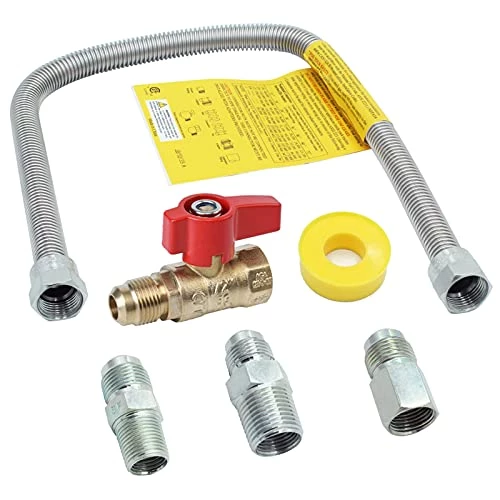 MOFLAME 22" Stainless Steel Flexible Gas Connector With 1/2" Brass Gas Shut Off Valve For Garage Heaters, Gas Stoves, Wall Mounted Heaters, Gas Fireplace And Gas Dryer 3 MOFLAME 22" Stainless Steel Flexible Gas Connector With 1/2" Brass Gas Shut Off Valve For Garage Heaters, Gas Stoves, Wall Mounted Heaters, Gas Fireplace And Gas Dryer