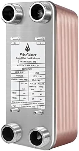 AB Plate Heat Exchanger, 5"x12" 30 Plates Water To Water Heat Exchanger, Copper/SS316L Stainless Steel Brazed Plate Heat Exchanger For Floor Heating, Water Heating, Snow 11 AB Plate Heat Exchanger, 5"x12" 30 Plates Water To Water Heat Exchanger, Copper/SS316L Stainless Steel Brazed Plate Heat Exchanger For Floor Heating, Water Heating, Snow - Image 9