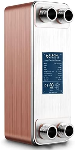4"x12" 20 Plates Heat Exchanger With 1" MPT Port Water To Water 316L Stainless Steel Brazed Plate Heat Exchanger For Commercial And Industrial Refrigeration, Floor Heating, Water Heating, ALECOIL 9 4"x12" 20 Plates Heat Exchanger With 1" MPT Port Water To Water 316L Stainless Steel Brazed Plate Heat Exchanger For Commercial And Industrial Refrigeration, Floor Heating, Water Heating, ALECOIL - Image 7