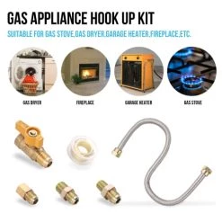 IKENIUP One Stop Gas Appliance Hook Up Kit, 22” Stainless Steel Flexible Gas Connector With 1/2''Brass Gas Shutoff Valve For Gas Log, Gas Dryer, Garage Heater, Gas Stove, Wall Heater And Fireplace -Heaters Sales Store 41zWxehTaRL