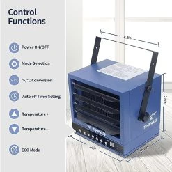 TEMPWARE Electric Garage Heater, 5000-Watt Digital Fan-Forced Ceiling Mount Shop Heater With Full-Function Remote, 240-Volt Hardwired Heater With 12-Hour Timer, Ideal For Workshop 16 TEMPWARE Electric Garage Heater, 5000-Watt Digital Fan-Forced Ceiling Mount Shop Heater With Full-Function Remote, 240-Volt Hardwired Heater With 12-Hour Timer, Ideal For Workshop -Heaters Sales Store 5123TZykX6L
