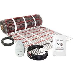 LuxHeat 30 Sqft Mat Kit (120v) Electric Radiant Floor Heating System For Under Tile & Laminate. Underfloor Heating Kit Includes Heat Mat, Alarm & OJ Microline WiFi Programmable Thermostat With GFCI
