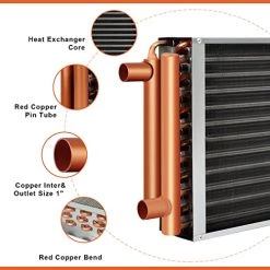 12X15 Water To Air Heat Exchanger With 1“ Copper Ports Hot Water Coil For Forced Air Heating, Outdoor Wood Furnaces, Residential Heating And Cooling. -Heaters Sales Store 5179rOaQKzL