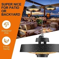 Pasapair Infrared Electric Patio Heater, Hanging Outdoor Heater With Remote Control,1500W Radiant Heat,Waterproof -Heaters Sales Store 517KFY36IuL