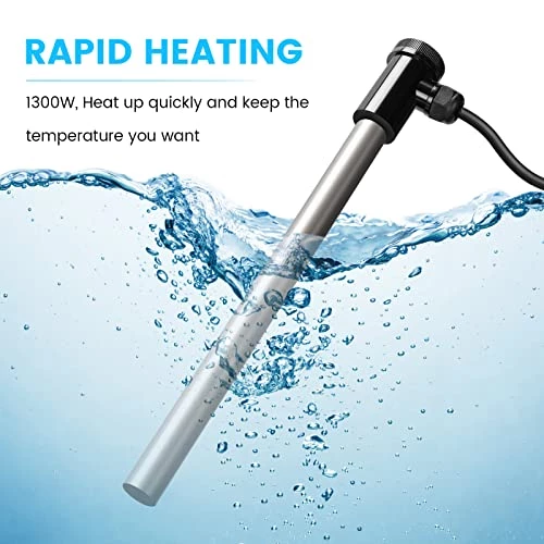 Briidea 1300W 120V Titanium Fully Submersible Portable Hot Tub Heater With Anti-Corrosion Sensor, Electrical Leakage Protection, Thermostat, Ideal For Baptistry, Bathtub, Pool 5 Briidea 1300W 120V Titanium Fully Submersible Portable Hot Tub Heater With Anti-Corrosion Sensor, Electrical Leakage Protection, Thermostat, Ideal For Baptistry, Bathtub, Pool - Image 3