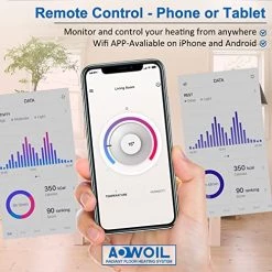 20 Sqft Floor Heat Mat Kit, 110v Electric Radiant Floor Heating System For Under Stone, Tile And Laminate. Kit Includes Alarm, Heating Floor Mat, Wifi Programmable Thermostat And Sensor 19 20 Sqft Floor Heat Mat Kit, 110v Electric Radiant Floor Heating System For Under Stone, Tile And Laminate. Kit Includes Alarm, Heating Floor Mat, Wifi Programmable Thermostat And Sensor -Heaters Sales Store 51E7viSLg4L