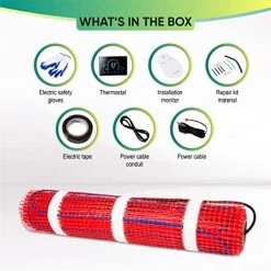 ESKEYE Electric Floor Heating System - 7-Day Home Radiant Floor Heating System For Tile, Wood, Laminate Floors - Accessories Included - 9.8ft Power Cable, 35-sq.ft Heated Floor Mat 13 ESKEYE Electric Floor Heating System - 7-Day Home Radiant Floor Heating System For Tile, Wood, Laminate Floors - Accessories Included - 9.8ft Power Cable, 35-sq.ft Heated Floor Mat -Heaters Sales Store 51F297BqJbL