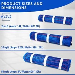 MYAVA Electric Floor Heating System - Heated Floor Mat With WiFi Touch Screen Control - Radiant Heater For Indoor Flooring, Tiles - Thin Cables, Self-Adhesive Mesh, Easy To Install - 35 Sq. Ft. Roll 10 MYAVA Electric Floor Heating System - Heated Floor Mat With WiFi Touch Screen Control - Radiant Heater For Indoor Flooring, Tiles - Thin Cables, Self-Adhesive Mesh, Easy To Install - 35 Sq. Ft. Roll -Heaters Sales Store 51FHp06Z9YL