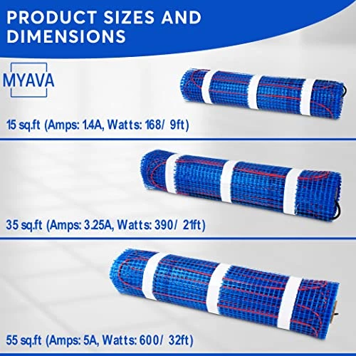 MYAVA Electric Floor Heating System - Heated Floor Mat With WiFi Touch Screen Control - Radiant Heater For Indoor Flooring, Tiles - Thin Cables, Self-Adhesive Mesh, Easy To Install - 35 Sq. Ft. Roll 6 MYAVA Electric Floor Heating System - Heated Floor Mat With WiFi Touch Screen Control - Radiant Heater For Indoor Flooring, Tiles - Thin Cables, Self-Adhesive Mesh, Easy To Install - 35 Sq. Ft. Roll - Image 4