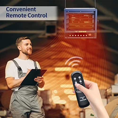 TEMPWARE Electric Garage Heater, 7500-Watt Digital Fan-Forced Ceiling Mount Shop Heater With Full-Function Remote, 240-Volt Hardwired Heater With 12-Hour Timer, Ideal For Workshop, Blue (TW7500ER) 5 TEMPWARE Electric Garage Heater, 7500-Watt Digital Fan-Forced Ceiling Mount Shop Heater With Full-Function Remote, 240-Volt Hardwired Heater With 12-Hour Timer, Ideal For Workshop, Blue (TW7500ER) - Image 3