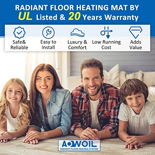 20 Sqft Floor Heat Mat Kit, 110v Electric Radiant Floor Heating System For Under Stone, Tile And Laminate. Kit Includes Alarm, Heating Floor Mat, Wifi Programmable Thermostat And Sensor 4 20 Sqft Floor Heat Mat Kit, 110v Electric Radiant Floor Heating System For Under Stone, Tile And Laminate. Kit Includes Alarm, Heating Floor Mat, Wifi Programmable Thermostat And Sensor - Image 2