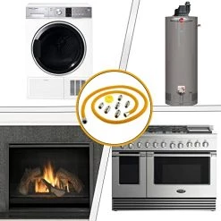 72" Flexible Stainless Steel Gas Line For Dryer, Garage Heaters, Gas Stoves, Water Heater; 5/8" OD (1/2" ID) Gas Flex Line With 1/2" FIP X 1/2" MIP X 3/4" MIP Fittings,Natural Gas Connector Hose 10 72" Flexible Stainless Steel Gas Line For Dryer, Garage Heaters, Gas Stoves, Water Heater; 5/8" OD (1/2" ID) Gas Flex Line With 1/2" FIP X 1/2" MIP X 3/4" MIP Fittings,Natural Gas Connector Hose -Heaters Sales Store 51JasvuRomL