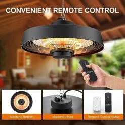 Pasapair Infrared Electric Patio Heater, Hanging Outdoor Heater With Remote Control,1500W Radiant Heat,Waterproof -Heaters Sales Store 51Js1uVcxgL