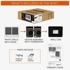 Cadet Com-Pak Twin Electric Wall Heater Complete Unit With Thermostat (Model: CSTC402TW, Part: 67527), 13648/10236 BTU, 240/208 Volt, 4000/3000 Watt, White -Heaters Sales Store 51LUhg3WCXL