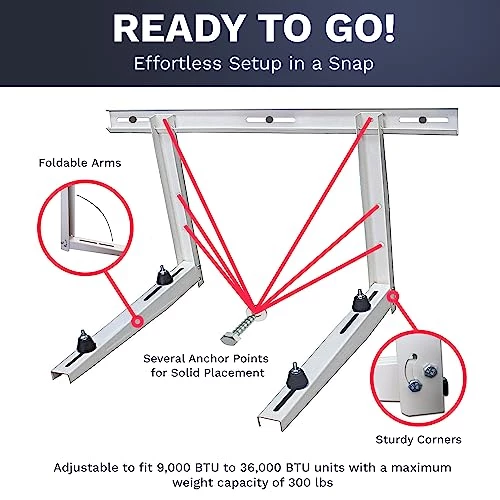 DuctlessAire Outdoor Wall Mounting Bracket - Heavy-Duty, Adjustable, For Mounting Mini Split Condensers Above Ground, Intended For 9,000-36,000 BTU Units, White 5 DuctlessAire Outdoor Wall Mounting Bracket - Heavy-Duty, Adjustable, For Mounting Mini Split Condensers Above Ground, Intended For 9,000-36,000 BTU Units, White - Image 3