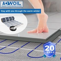 20 Sqft Floor Heat Mat Kit, 110v Electric Radiant Floor Heating System For Under Stone, Tile And Laminate. Kit Includes Alarm, Heating Floor Mat, Wifi Programmable Thermostat And Sensor 22 20 Sqft Floor Heat Mat Kit, 110v Electric Radiant Floor Heating System For Under Stone, Tile And Laminate. Kit Includes Alarm, Heating Floor Mat, Wifi Programmable Thermostat And Sensor -Heaters Sales Store 51RxpGOcOXL