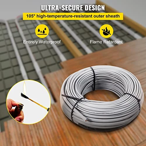 VEVOR Floor Heating Cable,540W 120V Floor Tile Heat Cable,141.1 FT Long,42.7 Sqft,with Convenient Temperature Control Panel,No Noise Or Radiation 6 VEVOR Floor Heating Cable,540W 120V Floor Tile Heat Cable,141.1 FT Long,42.7 Sqft,with Convenient Temperature Control Panel,No Noise Or Radiation - Image 4