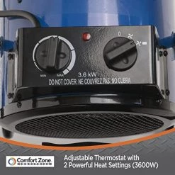 Comfort Zone CZ273 3,600-Watt/240-Volt Hard-Wired Portable Industrial Heater, NEMA 6-20R Receptacle, Steel Body With Adjustable Tilt Angle, Adjustable Thermostat, & Overheat Protection 10 Comfort Zone CZ273 3,600-Watt/240-Volt Hard-Wired Portable Industrial Heater, NEMA 6-20R Receptacle, Steel Body With Adjustable Tilt Angle, Adjustable Thermostat, & Overheat Protection -Heaters Sales Store 51XrHTjZ0xL