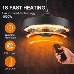 Pasapair Infrared Electric Patio Heater, Hanging Outdoor Heater With Remote Control,1500W Radiant Heat,Waterproof -Heaters Sales Store 51db9XWKgmL