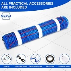 MYAVA Electric Floor Heating System - Heated Floor Mat With WiFi Touch Screen Control - Radiant Heater For Indoor Flooring, Tiles - Thin Cables, Self-Adhesive Mesh, Easy To Install - 35 Sq. Ft. Roll 9 MYAVA Electric Floor Heating System - Heated Floor Mat With WiFi Touch Screen Control - Radiant Heater For Indoor Flooring, Tiles - Thin Cables, Self-Adhesive Mesh, Easy To Install - 35 Sq. Ft. Roll -Heaters Sales Store 51fi2kC6U1L